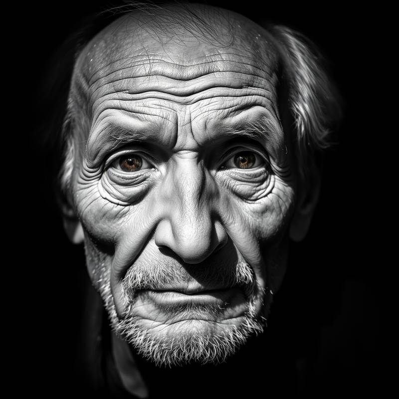 Studentenarbeit: Schwarzweißfotografie eines alten Mannes